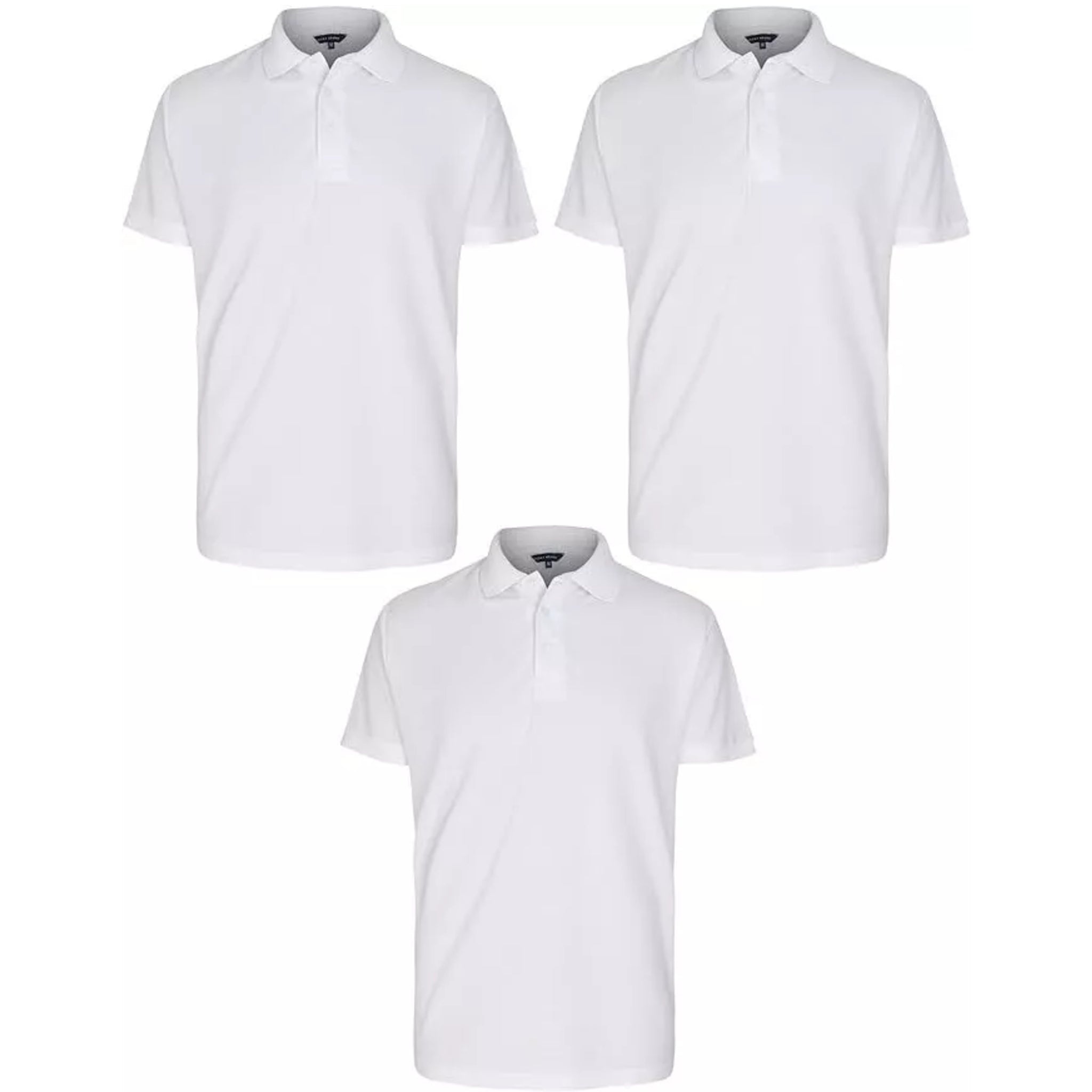 Classic men’s polo shirts 3 pack collared casual tops in white